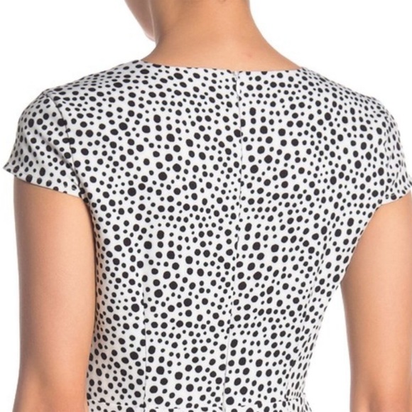 Alexia Admor Cap Sleeve Notched V Neck Zip Back Polka Dot Lined MIDI Dress Sz 8 - Picture 4 of 11